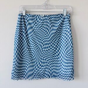 Wild Fable Blue Optical Checkered Mini Skirt